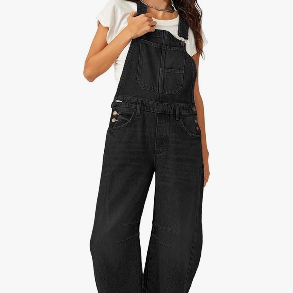 Women's Black Denim Overalls